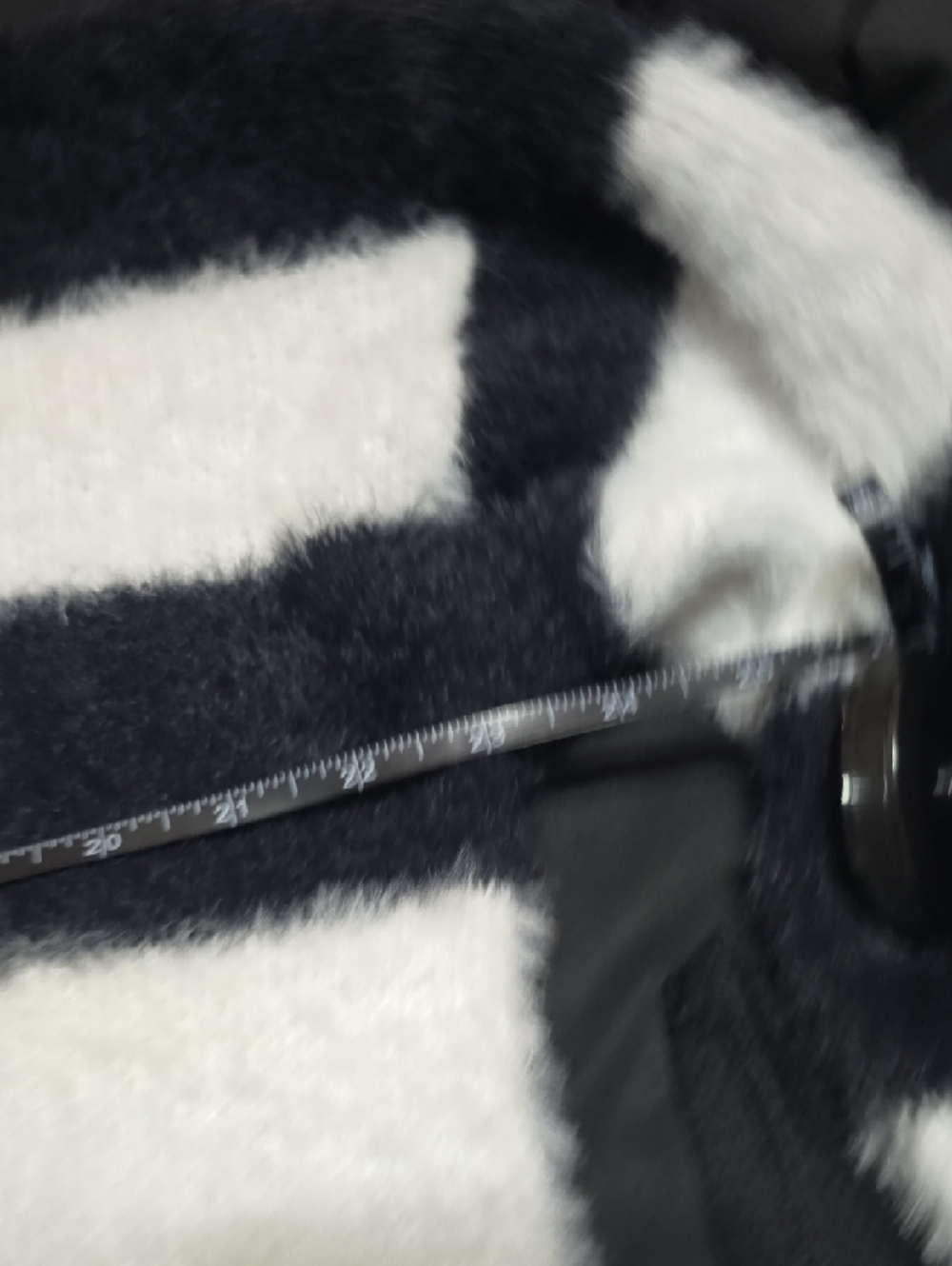Striped Fuzzy Crewneck Sweater in Black and White - Picture 5 of 6